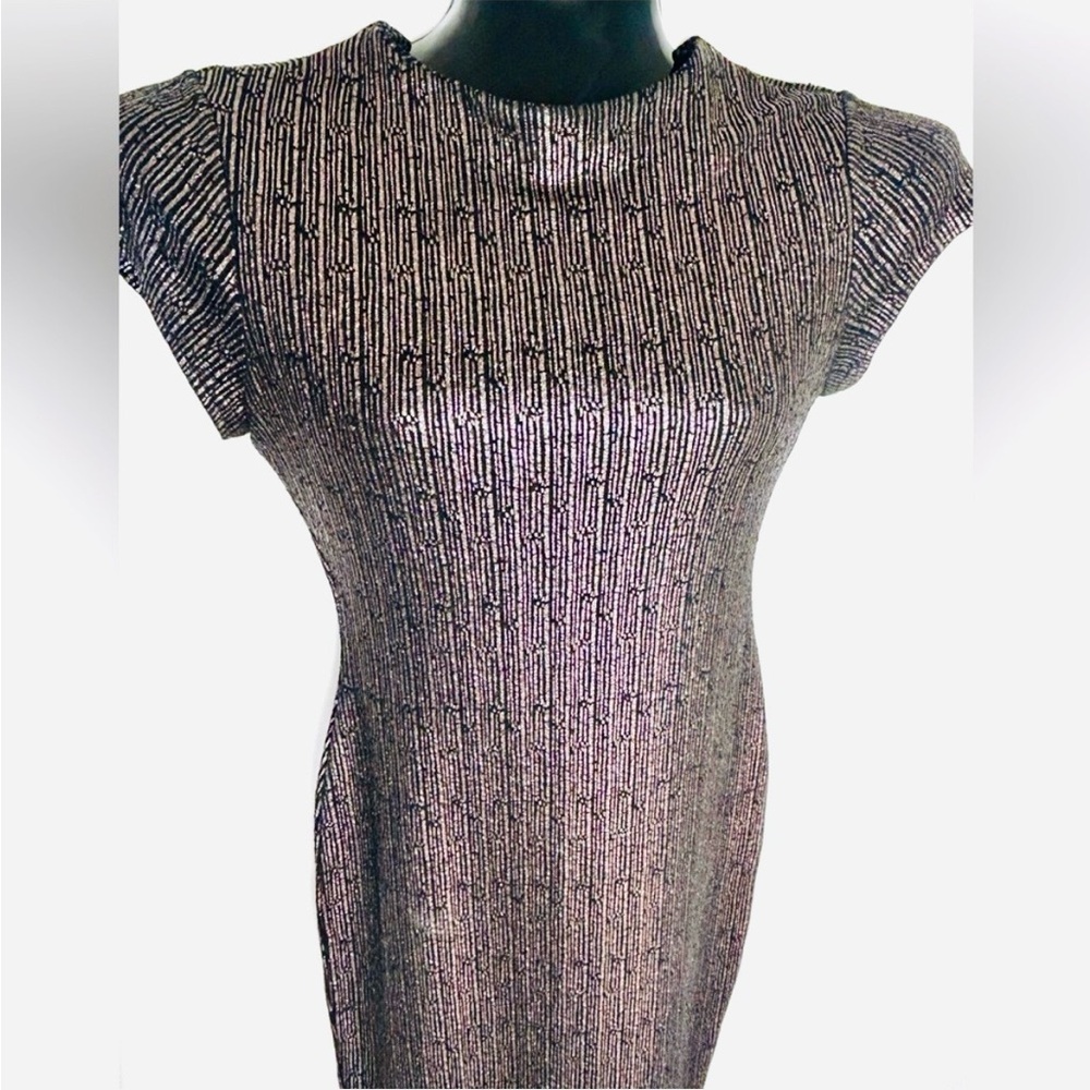 Gorgeous  Stella Luce Metallic Ribbed Cap-Sleeve Midi Dress *NWOT - Picture 4 of 14